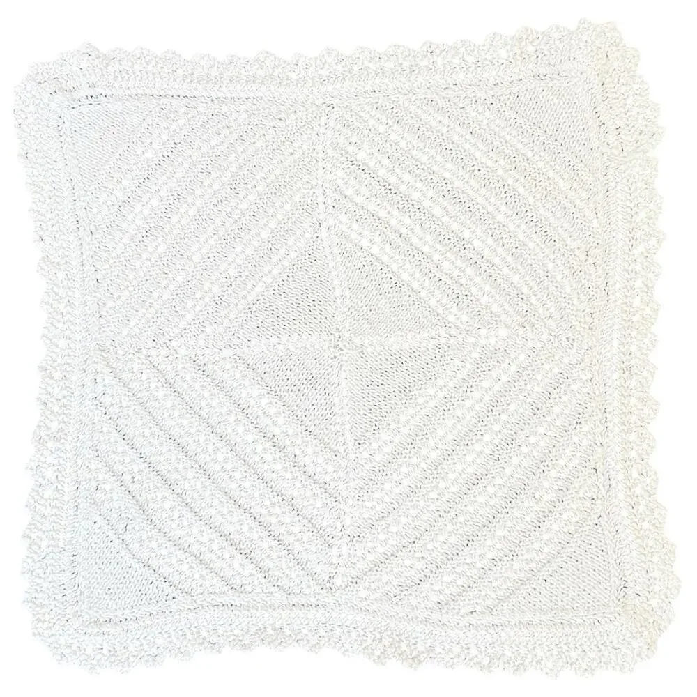 Knitted Lace Doily Off White Square 13